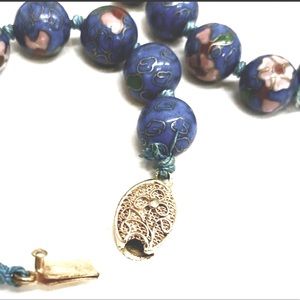 🫐Beautiful Vintage Chinese Blue Cloisonne Bead Hand-knotted Necklace